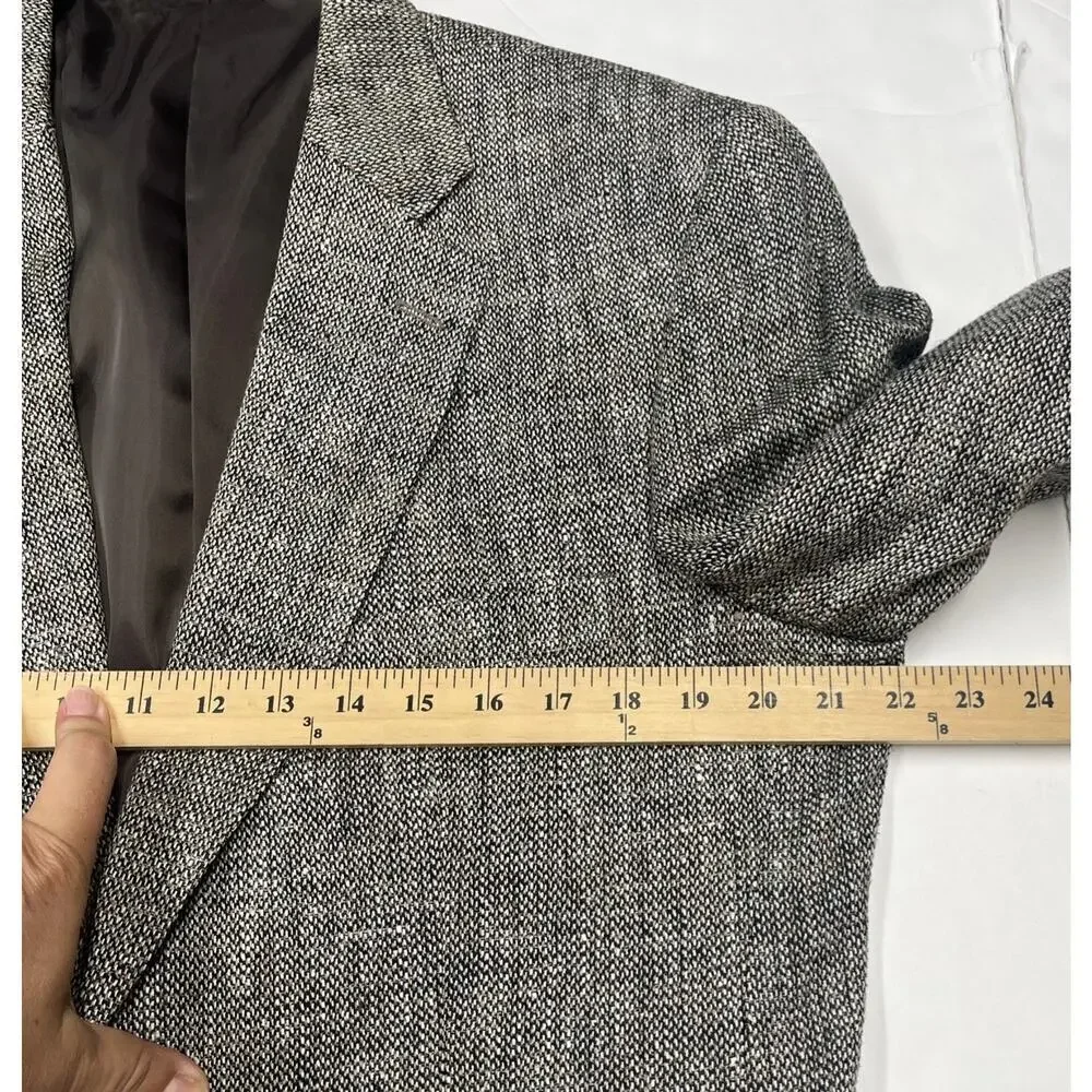 Vintage Towncraft Silk Tweed Blazer Sports Jacket Black Gray Size 40L Preppy